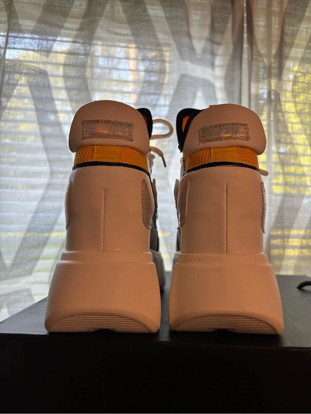 Anthony Wang Yellow & White Platform Sneakers